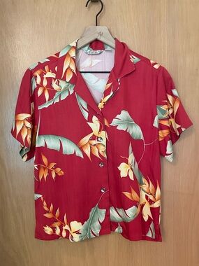 Vintage Tommy Bahama Silk Tropical Hawaiian Button Down Size M